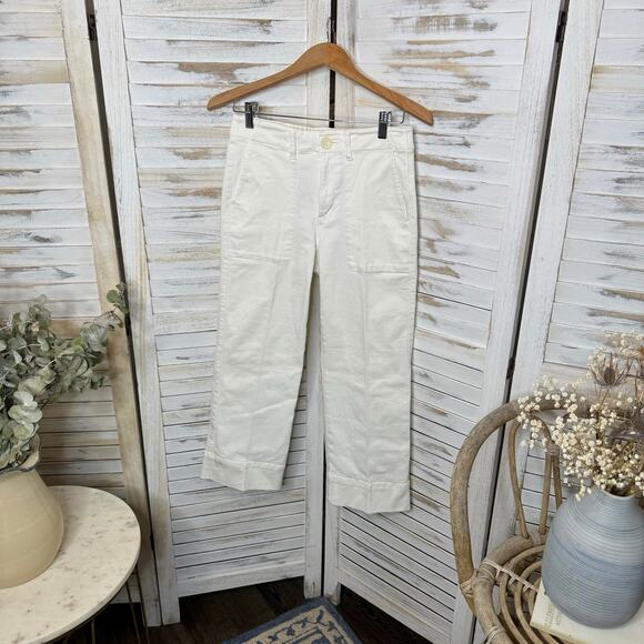 CABI Women's SIZE 2 Lido 5690 White Wide Leg Crop Denim Jeans High Rise Cuff - Picture 12 of 14